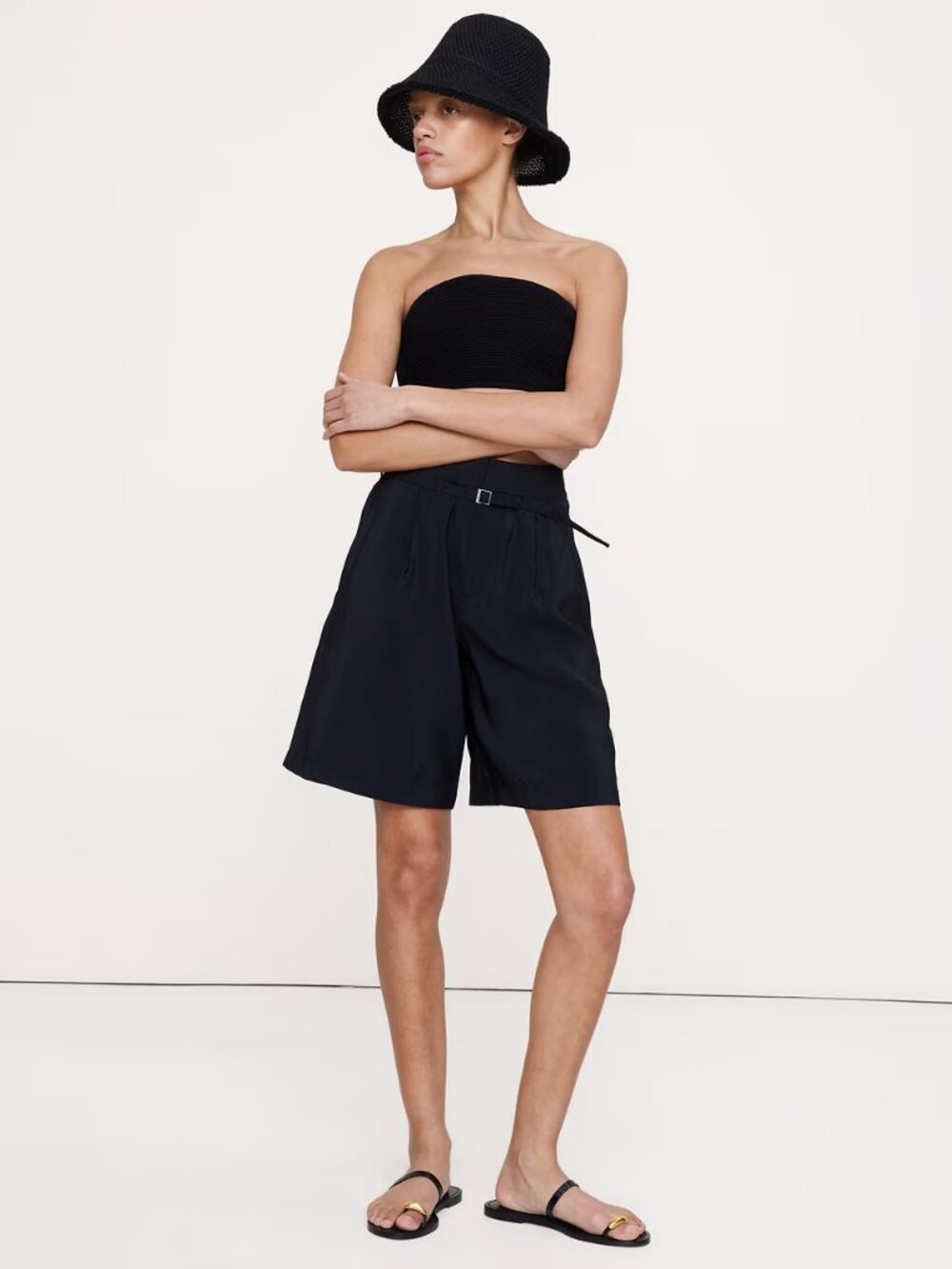 Banana Republic Black Belted Pull-On Shorts Size 14 NWT Lightweight Relaxed